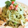 Cilantro Lime sauce over pasta with chicken