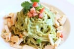 Cilantro Lime sauce over pasta with chicken