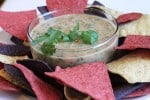 Bean dip with cilantro, lime, and diced green chiles