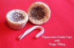 Peppermint cookie bites with fudge filling