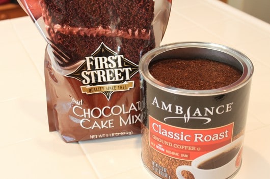 Smart n Final First Street cake mix and Ambiance Coffee