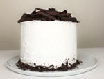 White cake with chocoalte curls