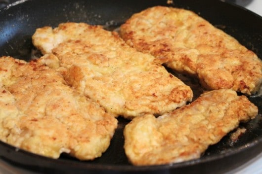 Chicken cooking for Chicken Francaise