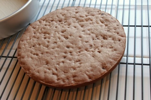 baking cookie in parchement lined cake pan @createdbydiane