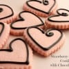Strawberry Cut Out Cookies with Chocolate Icing @createdbydiane