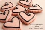 Strawberry Cut Out Cookies with Chocolate Icing @createdbydiane