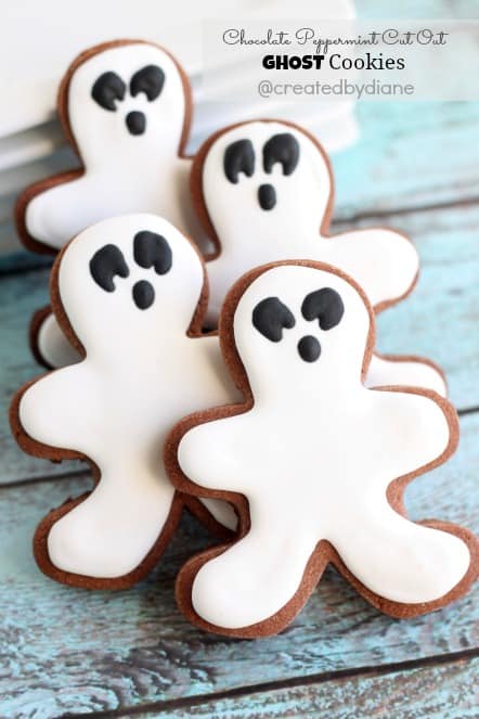 Chocolate Peppermint Cut Out GHOST Cookies @createdbydiane