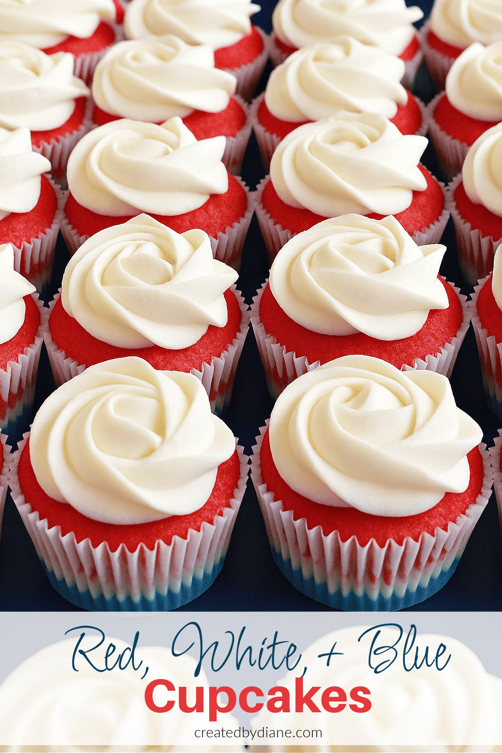 red white and blue cupcakes layered colors, createdbydiane