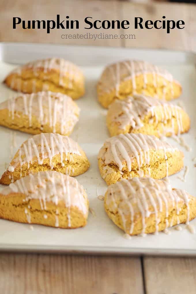 pumpkin scones triangle scones with drizzle createdbydiane.com