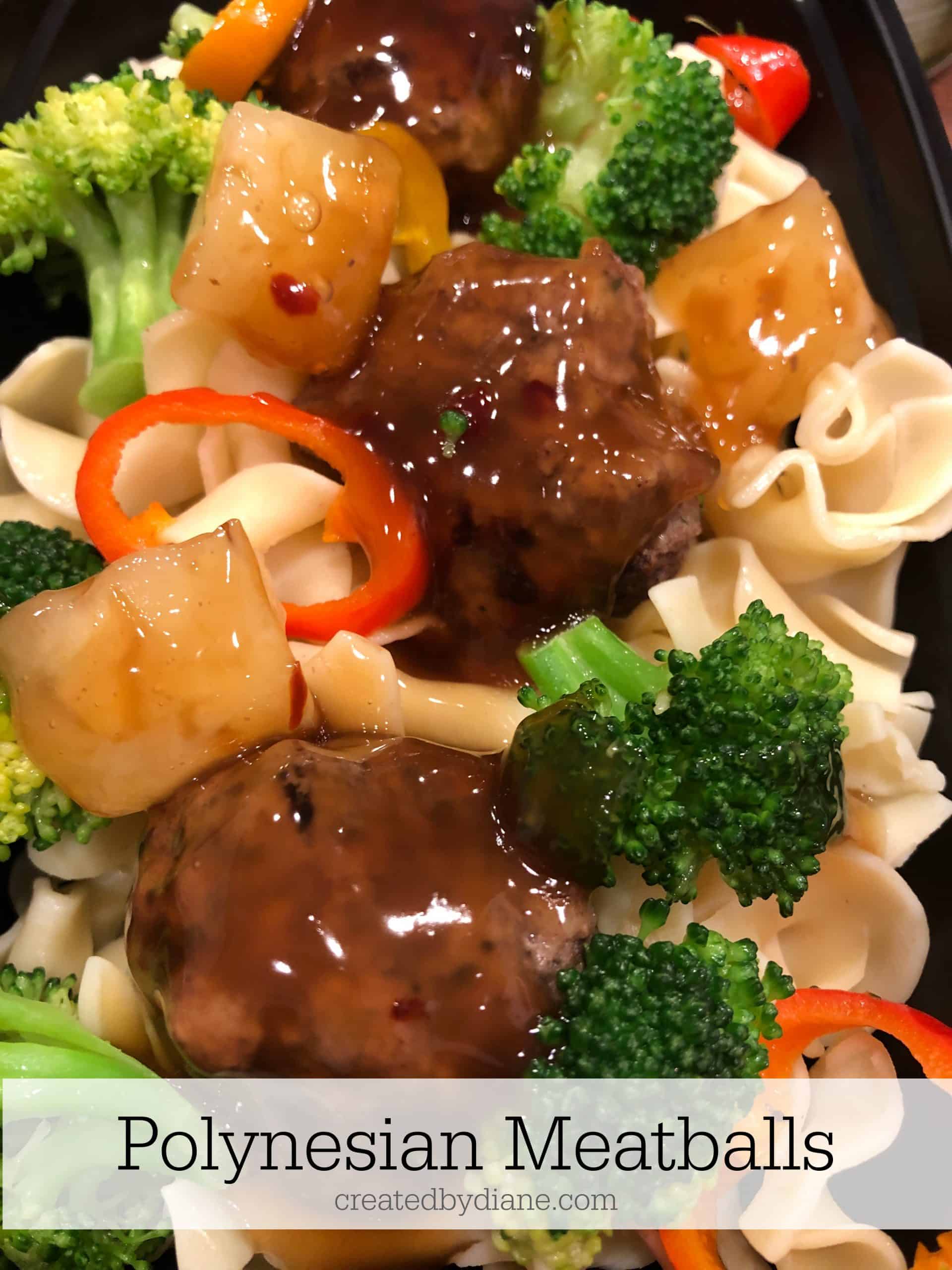 Polynesian (sweet and sour) meatballs with egg noodles