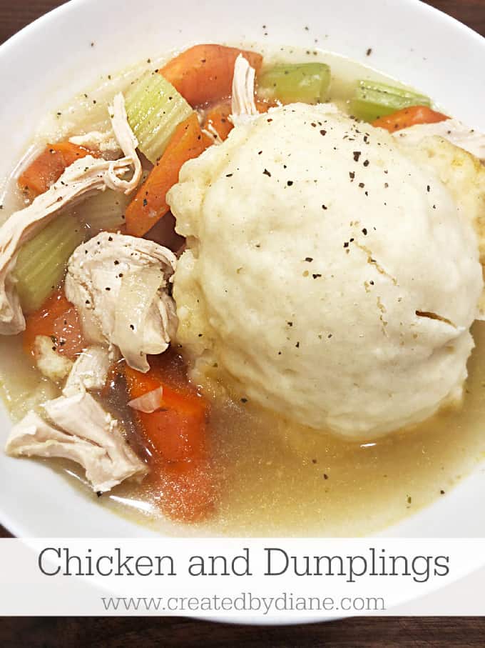 EASY chicken and dumplings recipe from www.createdbydiane.com