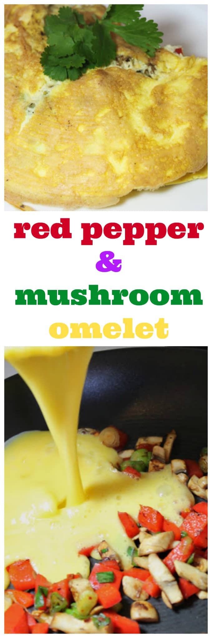 red pepper and mushroom omelet