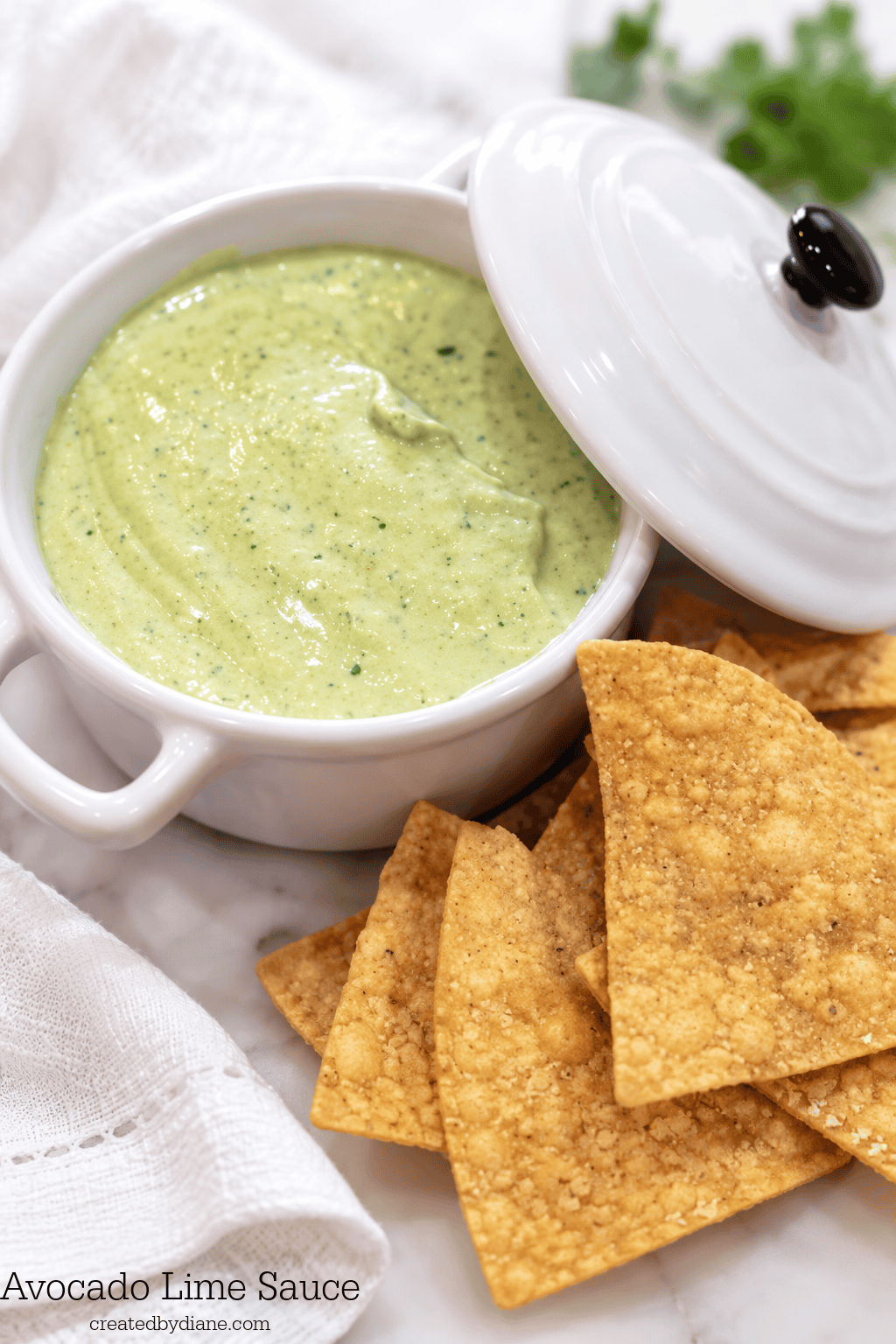 avocado lime sauce for tacos, or chips