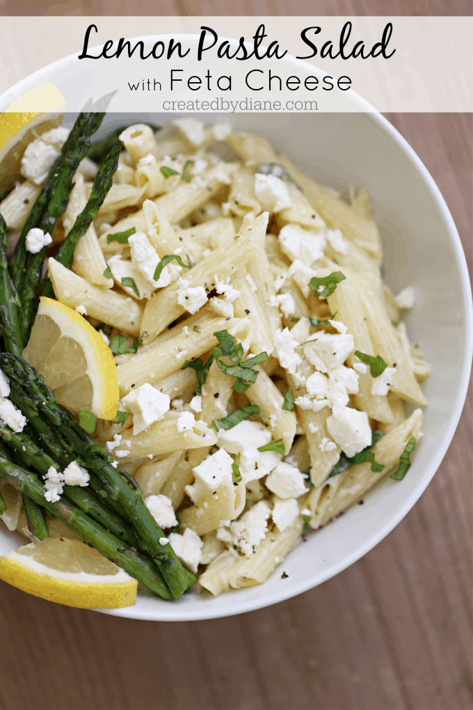 lemon pasta salad with feta cheese createdbydiane.com