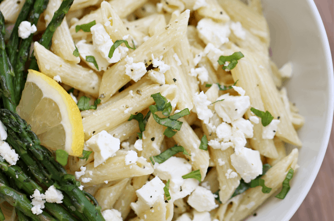 lemon pasta salad with feta cheese createdbydiane.com
