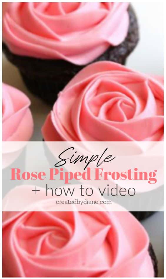 simple rose piped frosting and how to video createdbydiane.com