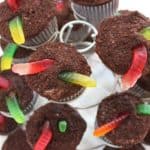 dirt cupcakes with candy worms