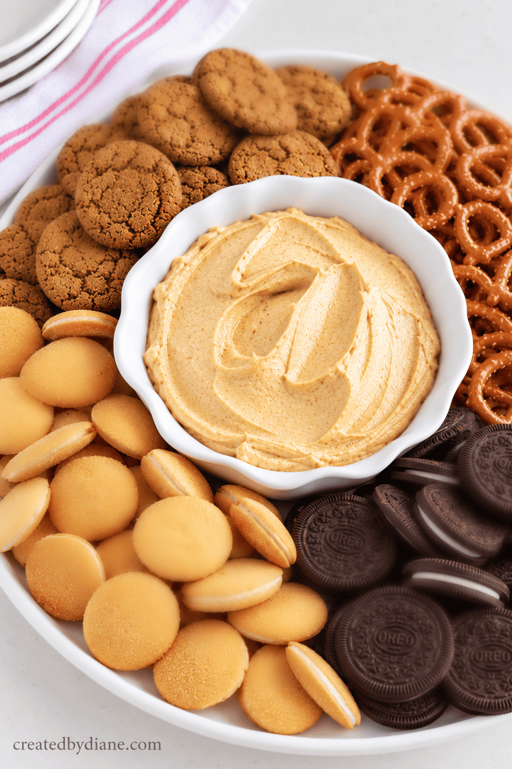 pumpkin cream cheese dip, for cookies, pretzels, fruit