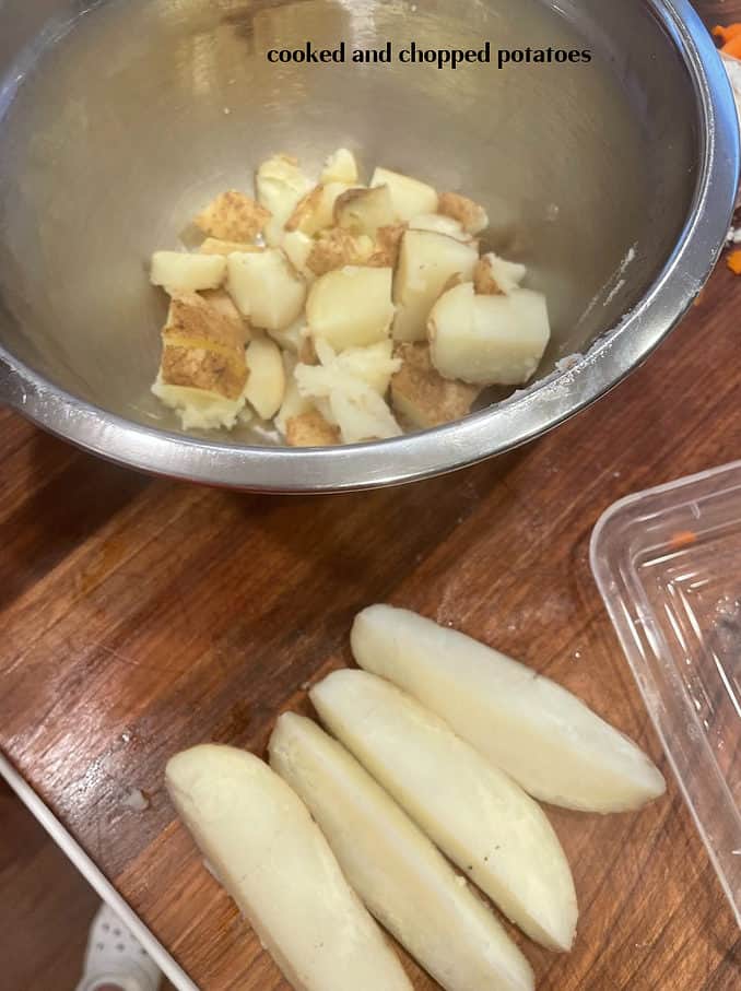 cooked and chopped potatoes 