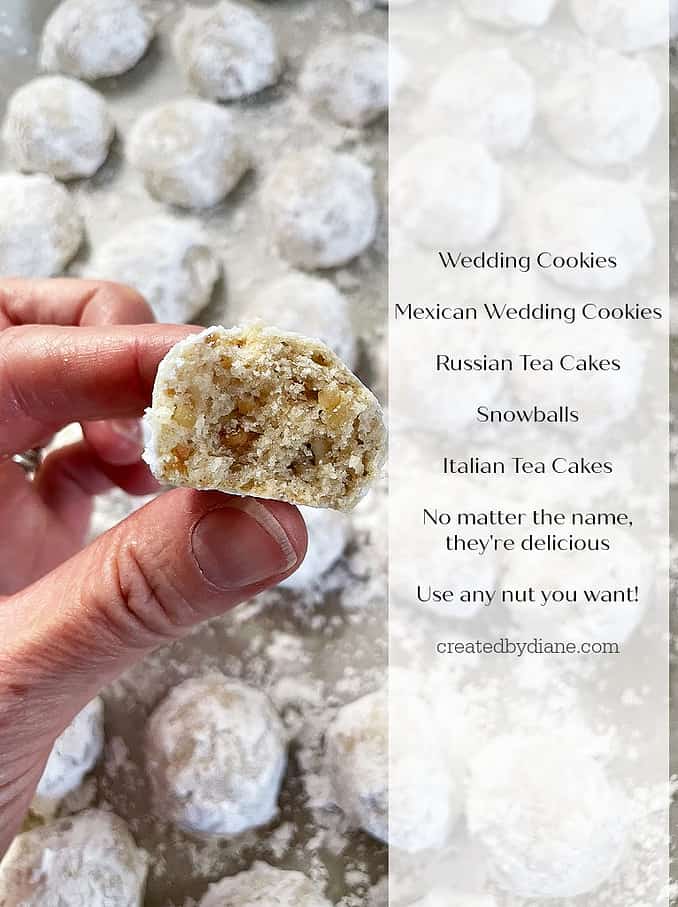 Mexican wedding cookies, russian tea cakesm, wedding cookies, snowballs, italian tea cakes createdbydiane.com