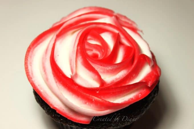 fire and ice red and white two tone cupcakes