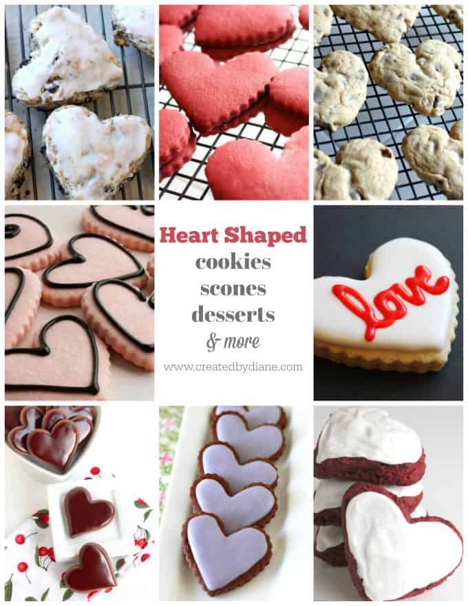 heart shaped cookies scones deserts and more www.creatdbydiane.com