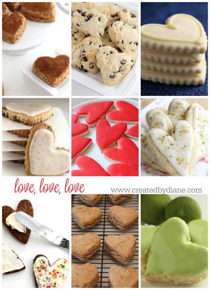 love, love, love heart-shaped desserts cookies, scones, icing, www.createdbydiane.com