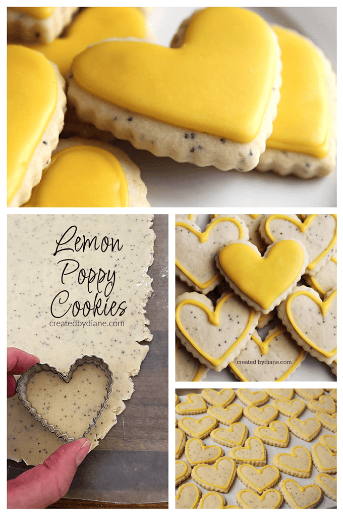 lemon poppy seed sugar cookies with yellow glaze icing createdbydiane