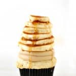 pancake cupcakes with stacked up mini pancakes and syrup from www.createdby-diane.com