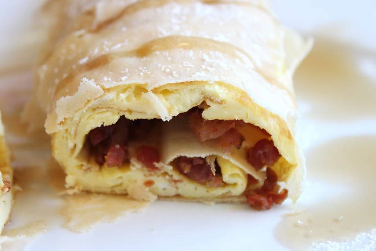 Crepes with Eggs and Bacon