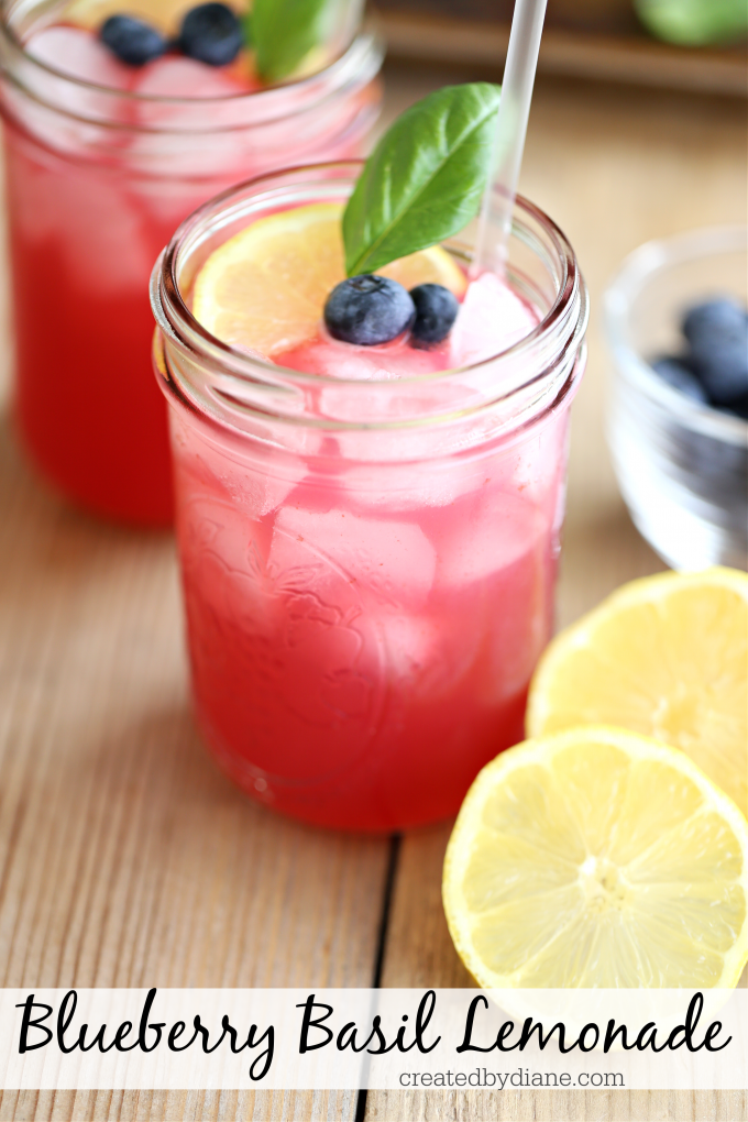 blueberry basil lemonade recipe natural pink lemonade createdbydiane.com