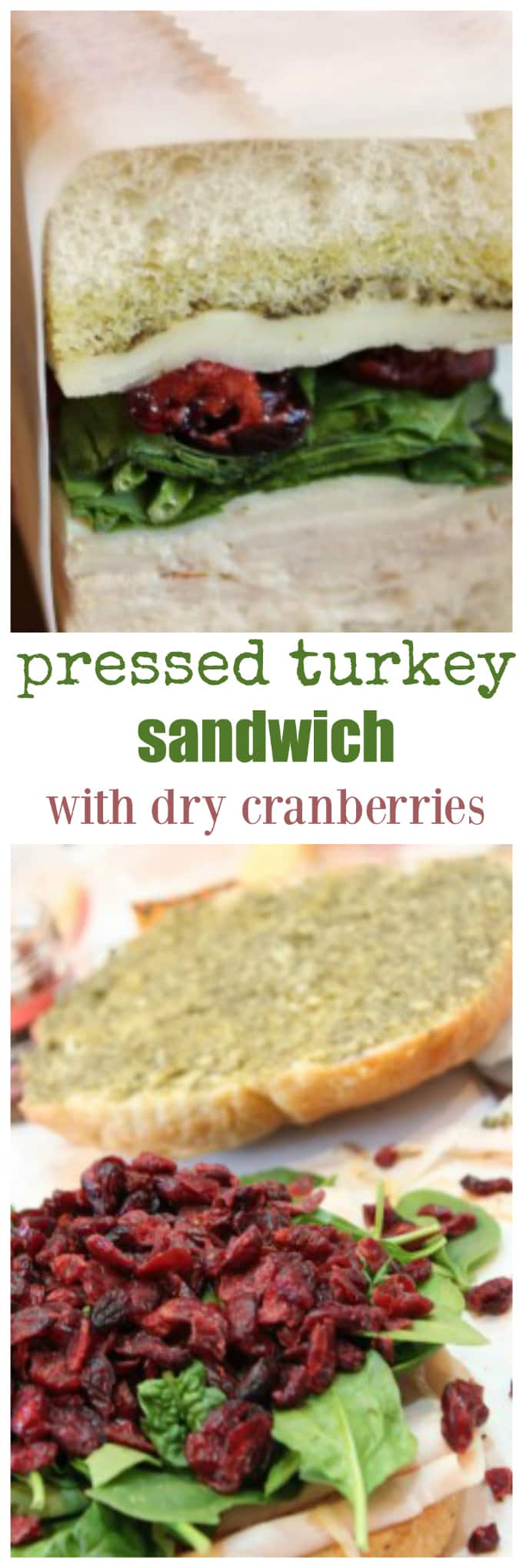 pressed turkey sandwich with dry cranberries, turkey, spinach perfect beach food @createdbydiane