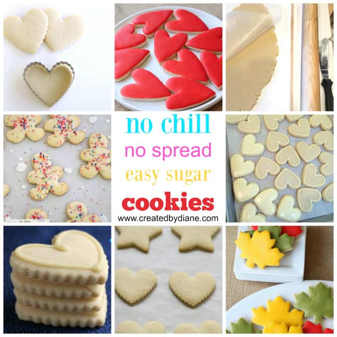 no chill no spread easy sugar cookie recipe www.createdbydiane.com #cookies #baking #baking #christmas #icing #cookie #cookiecutter #cutout #rolled