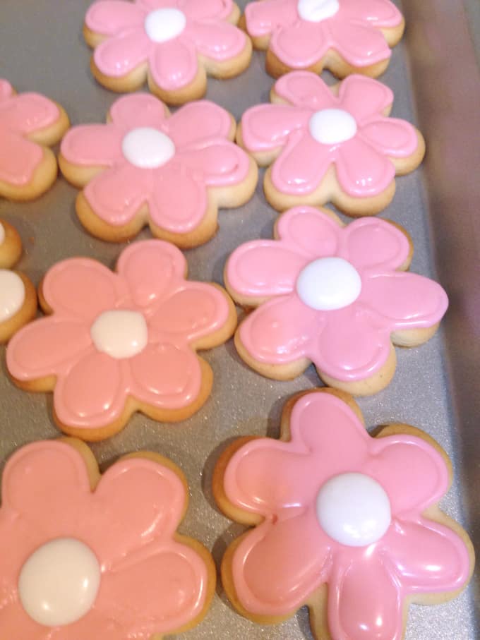 pink flower cut out sugar cookies www.createdbydiane.com