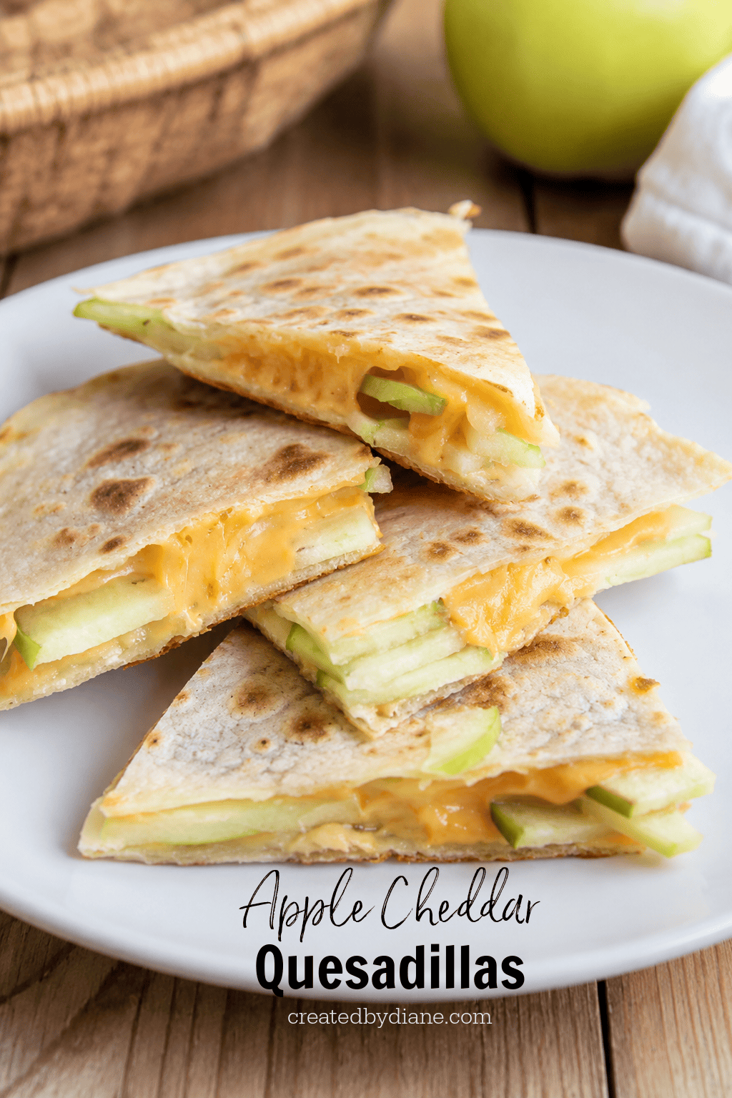flour tortillas with apple and cheddar, the best snack ever!