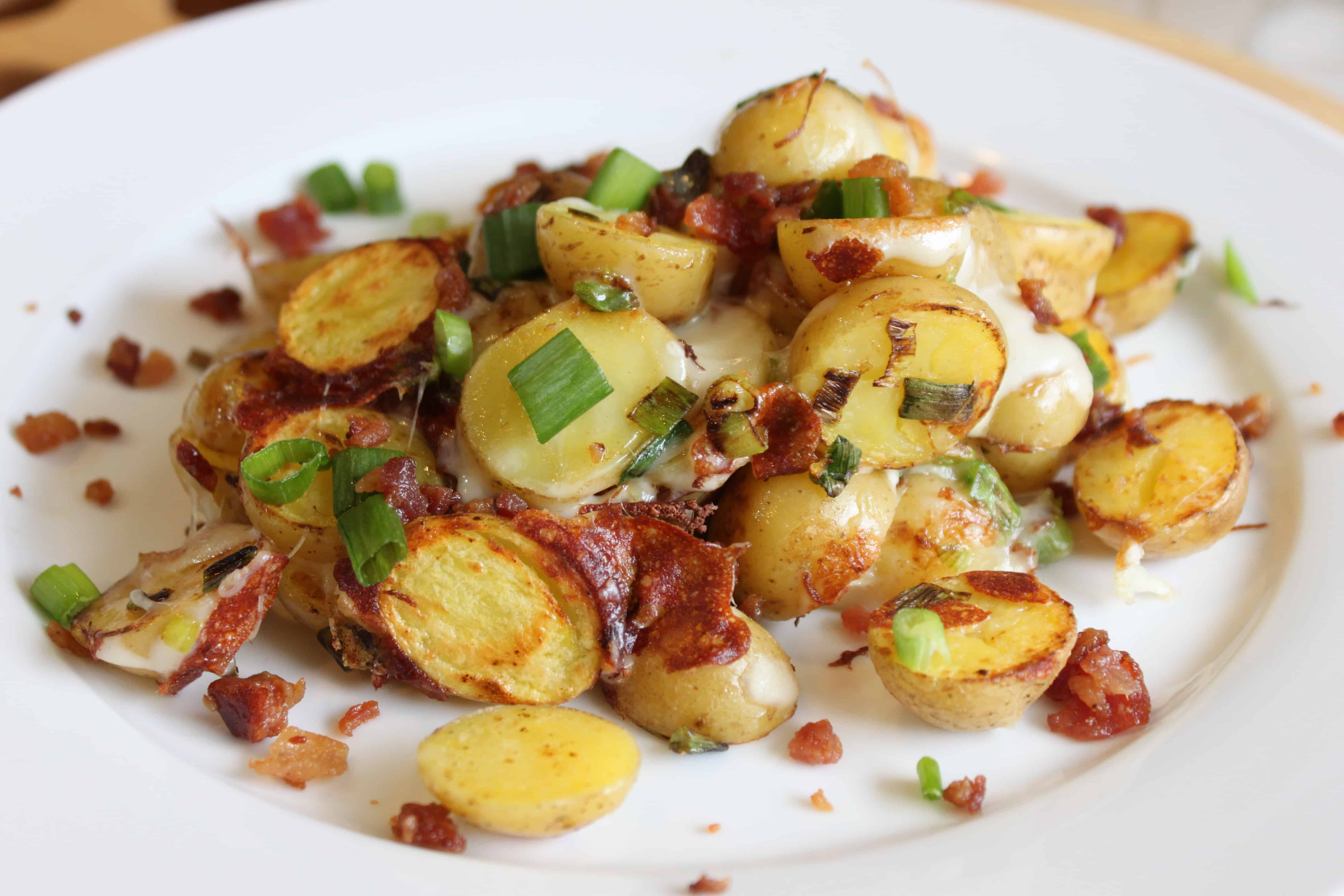 Cheesy, Bacon, Breakfast Potatoes in 5 minutes