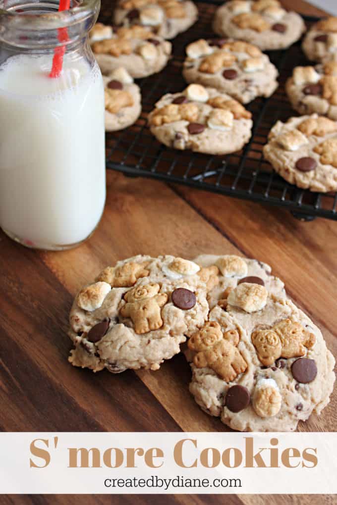 s'more chocolate chip cookies with teddy grahams createdbydiane.com