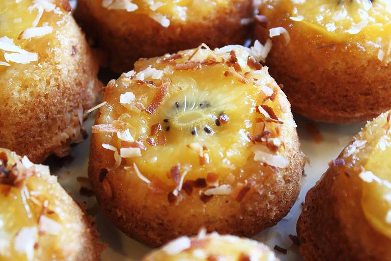 Mini Gold Kiwi Upside Down Cakes