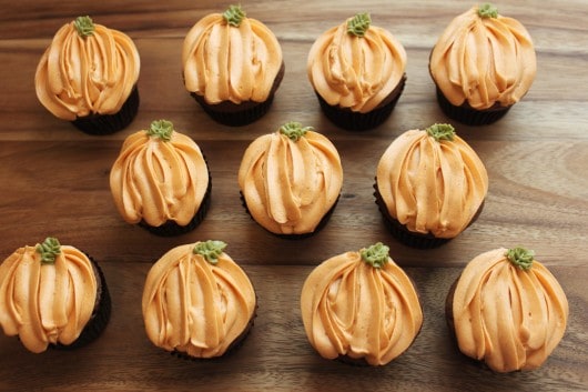 Pumpkin Chocolate Cupcakes with Pumpkin Cream Cheese Frosting