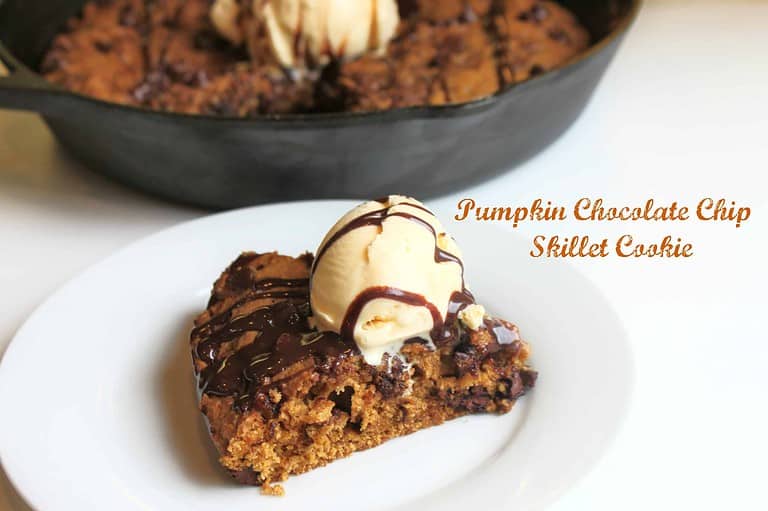 Pumpkin Chocolate Chip Skillet Cookie