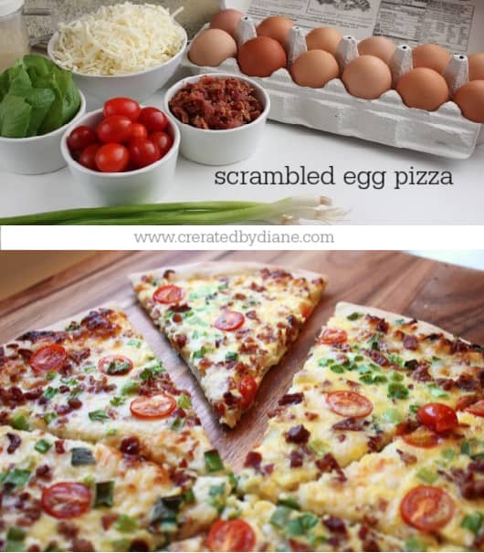 breakfast scrambled egg pizza recipe www.createdbydiane.com