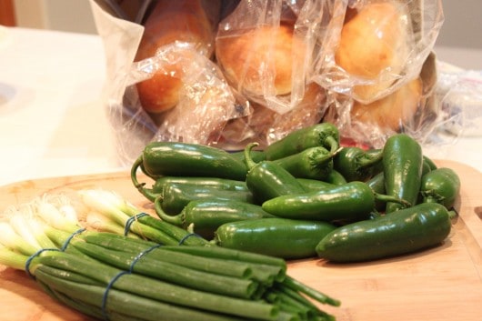 BREAD, JAPAPENOS AND SCALLIONS