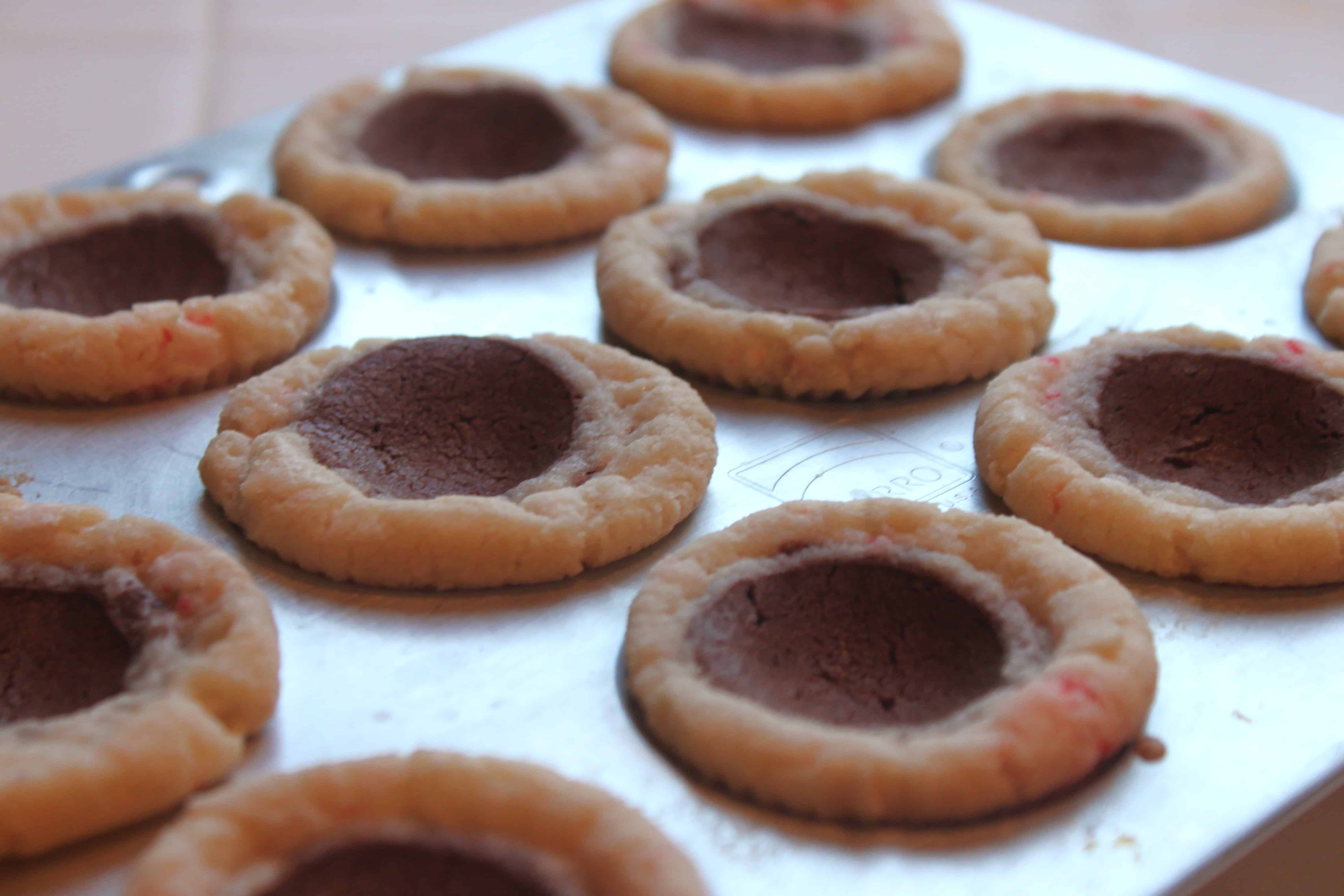 Baked Peppermint Cookies with Chocolate Ganache filling Created by Diane
