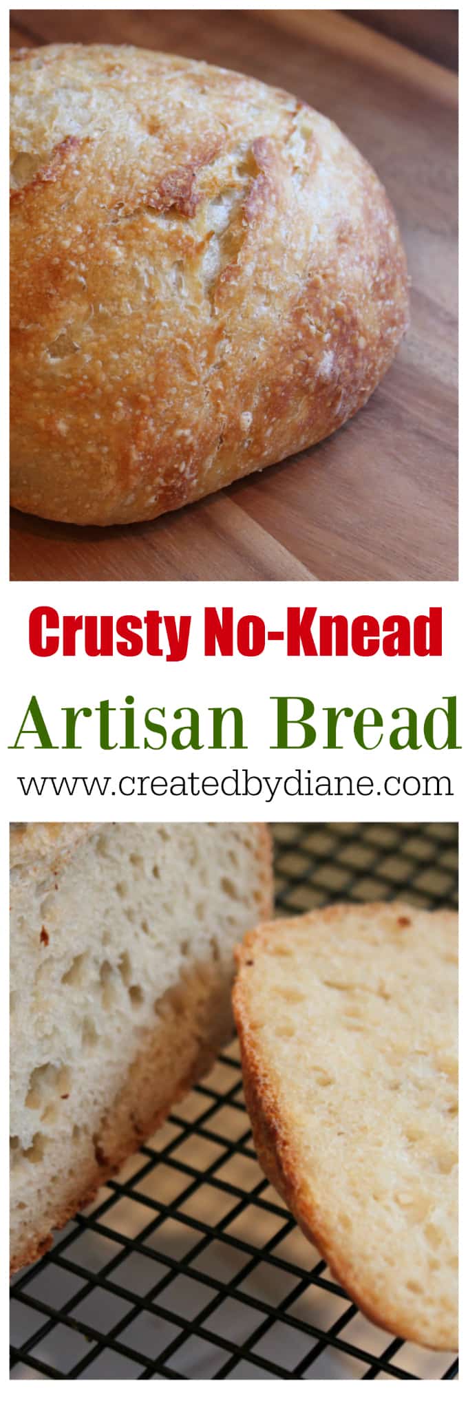 Crusty No Knead Bread Recipe, overnight bread dough www.createdbydiane.com