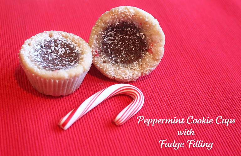Peppermint Cookie Cups with Fudge Filling