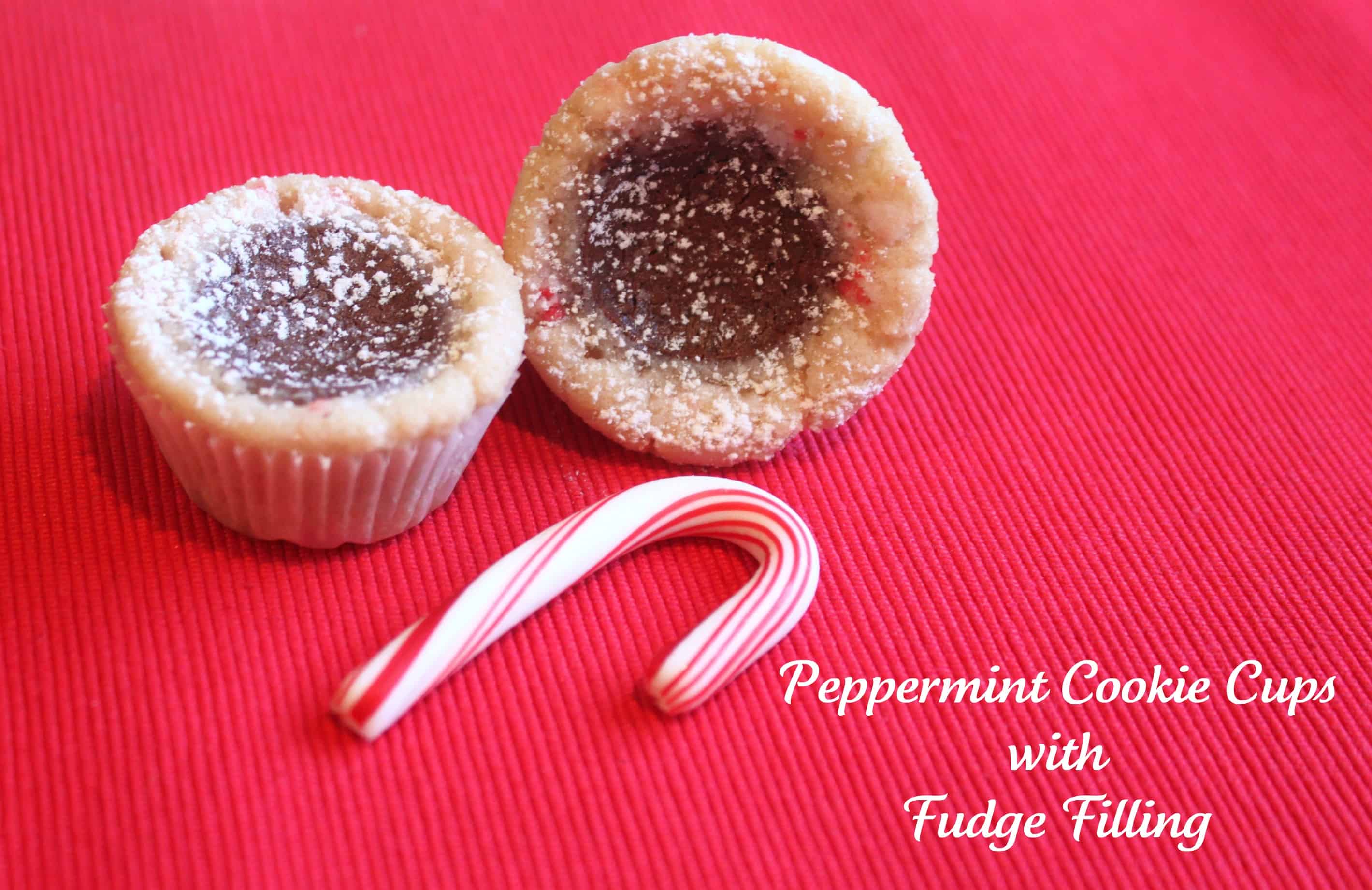 Peppermint Cookie Cups with Fudge Filling