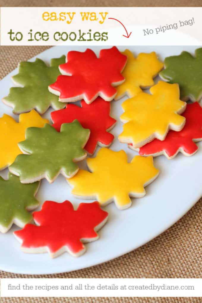 easy way to ice cookies with NO piping bag createdbydiane.com