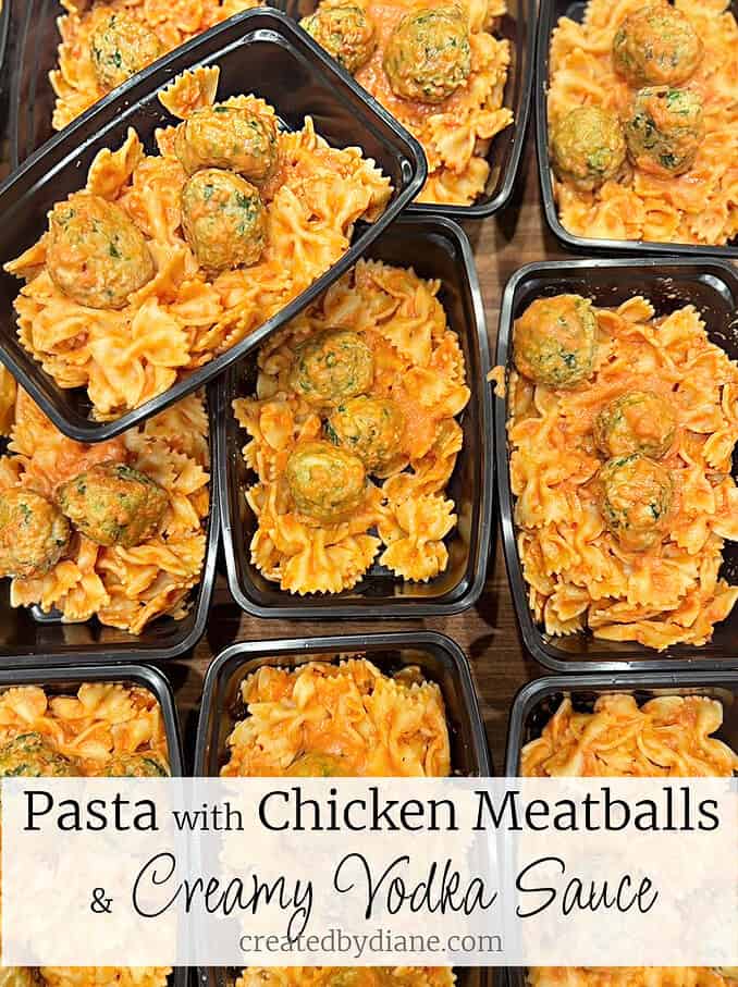 penne with chicken meatballs with creamy vodka sauce createdbydiane