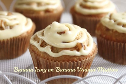 Banana Icing on Banana Walnut Muffins