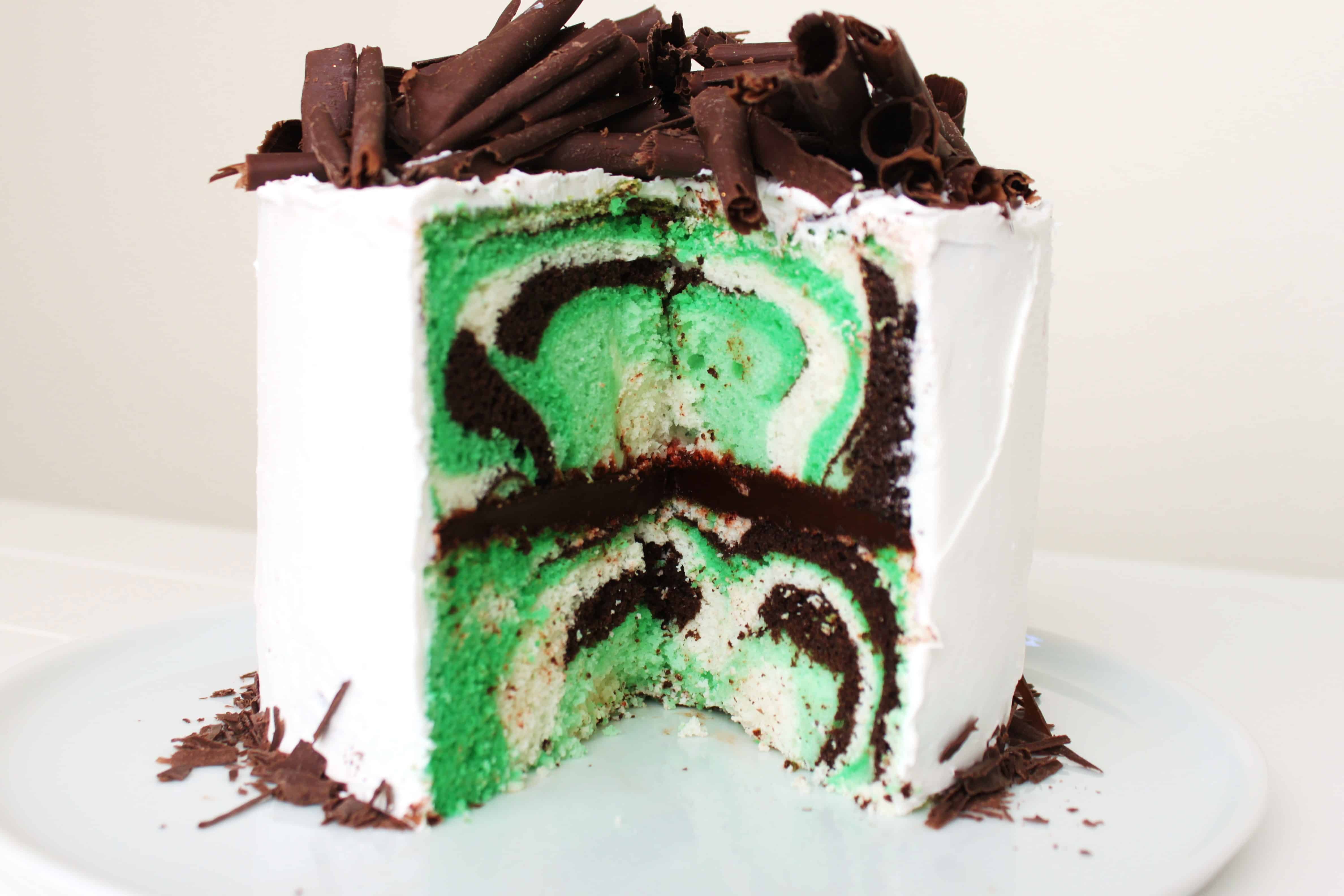 St. Patrick’s Day Mint Chocolate Marble Cake
